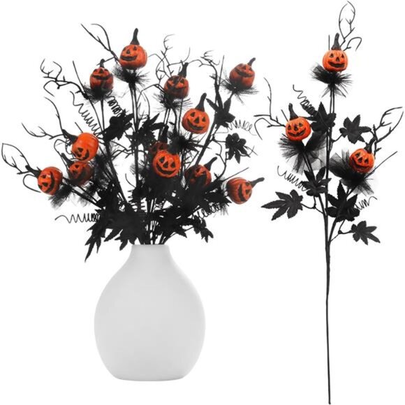 Other - 5PCS Halloween Decoration Artificial Pumpkin Maple Leaf, 19.5"